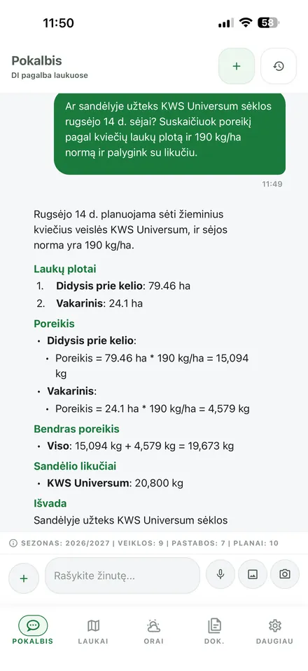 DI asistentas skaičiuoja, ar sandėlyje užteks sėklos